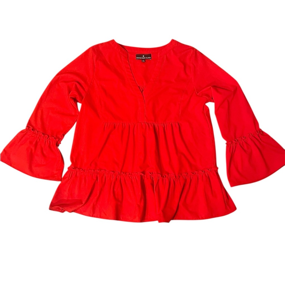 Pomander Place Red Ruffle Blouse - Picture 2 of 9